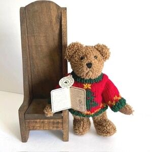 NWT Vintage Boyds Teddy Bear 2001 8" w/Chair Cuddly‎ Christmas HolidayToys Gift